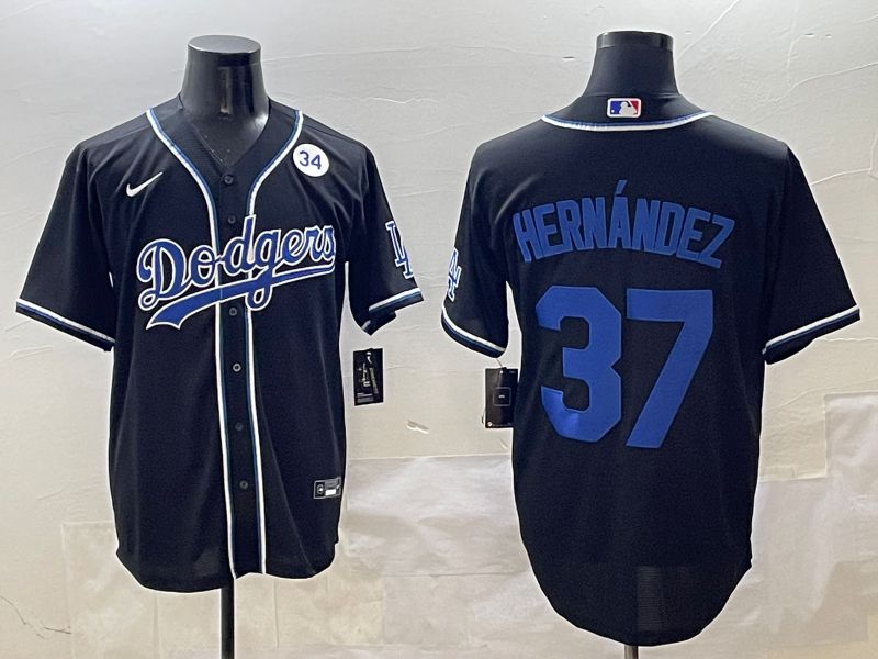 Men 2025 Los Angeles Dodgers #37 Hernandez Black Three generations Fashion Nike MLB Jersey style 6->los angeles dodgers->MLB Jersey